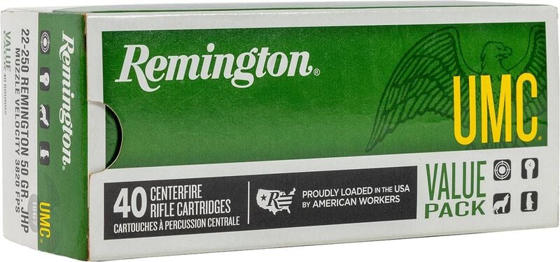 UMC Centerfire Rifle, 22-250 Rem, 50 Grain, Jacketed Hollow Point, 3820 fps
